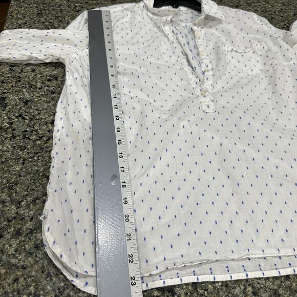 GAP Shirt Womens Medium Blue White Long Sleeve Button Tunic Pocket Top - Picture 4 of 7